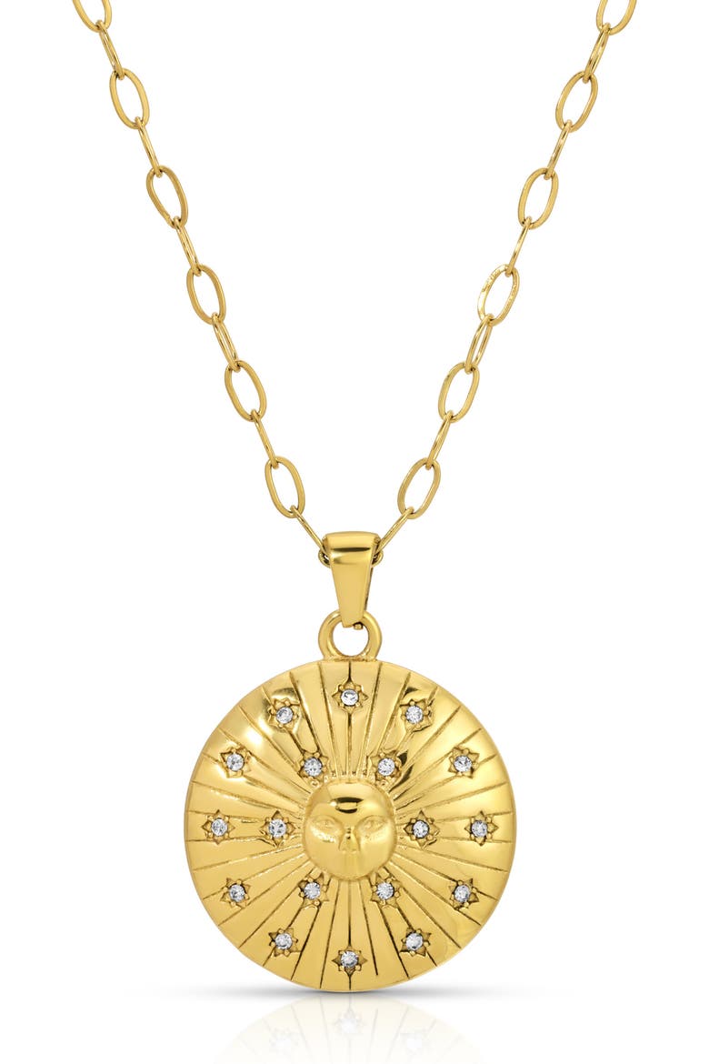Sun Medallion Necklace, Main, color, GOLD