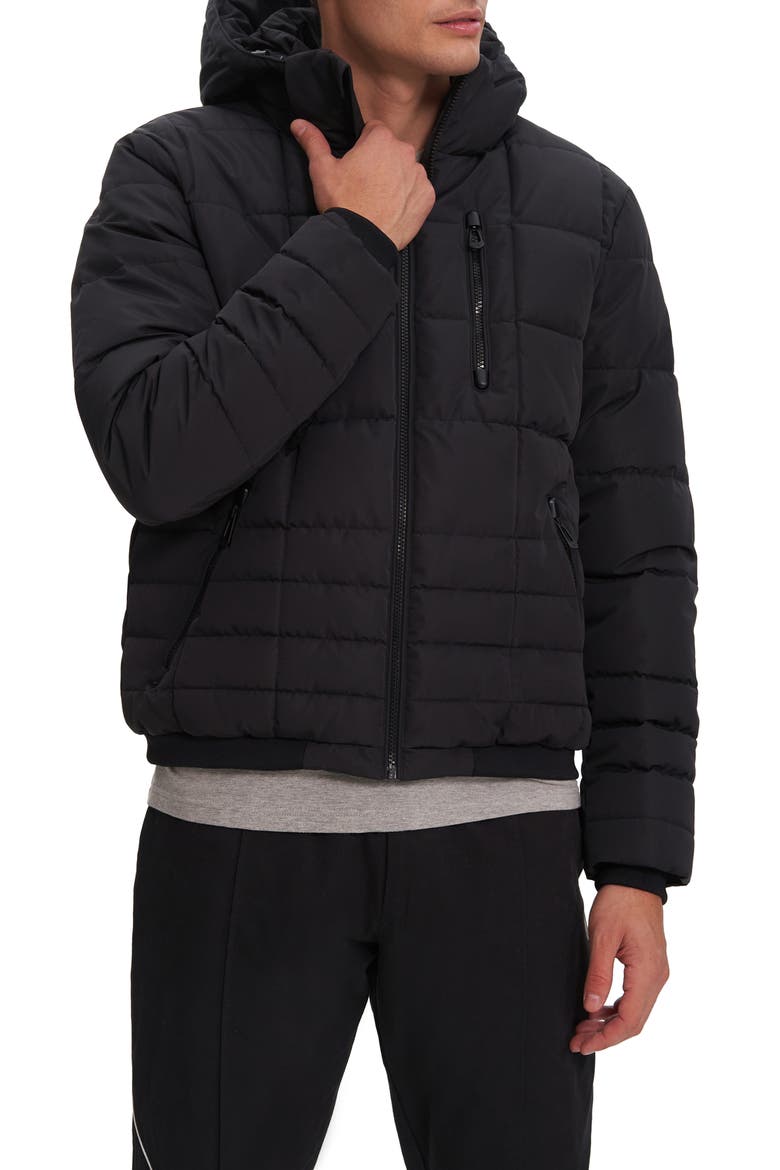 Cameron Hooded Puffer Jacket, Main, color, BLACK
