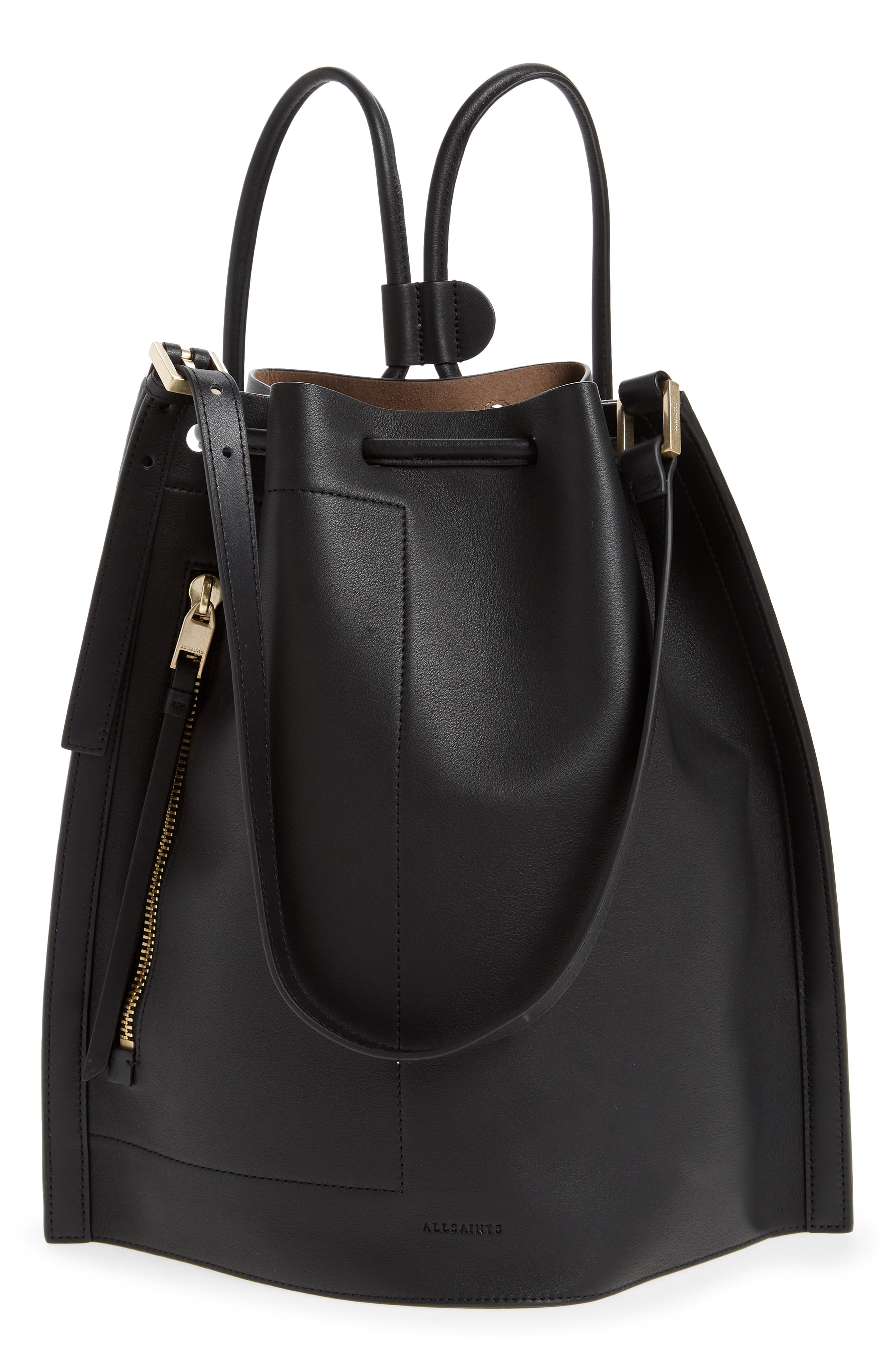 AllSaints Alpha Leather Backpack, Main, color, 