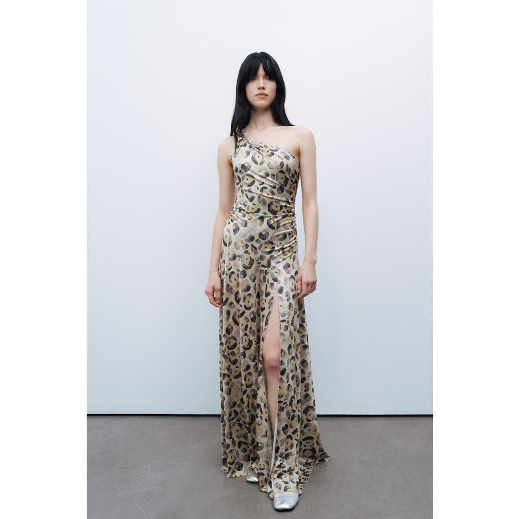 NOCTURNE NOCTURNE ONE SHOULDER PRINTED MAXI DRESS
