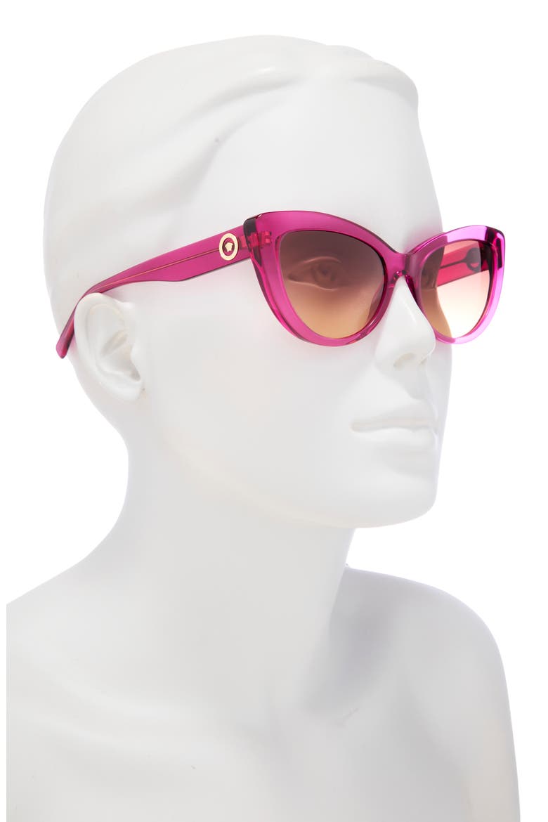 54mm Gradient Cat Eye Sunglasses, Alternate, color, TRANSPARENT FUCHSIA