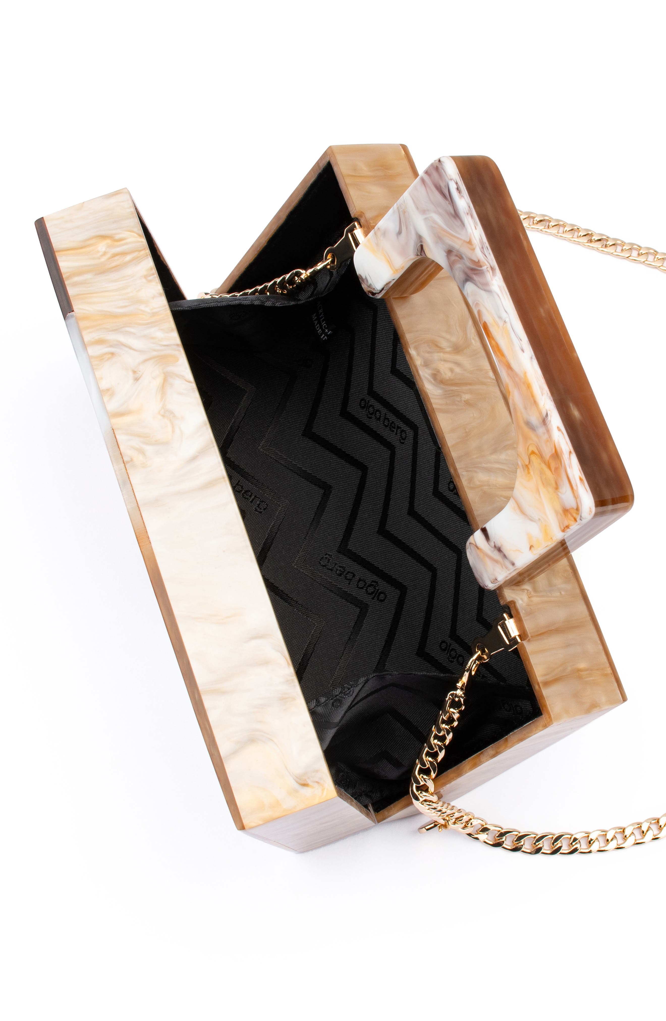 Olga Berg Fleur Acrylic Top Handle Bag, Alternate, color, Natural