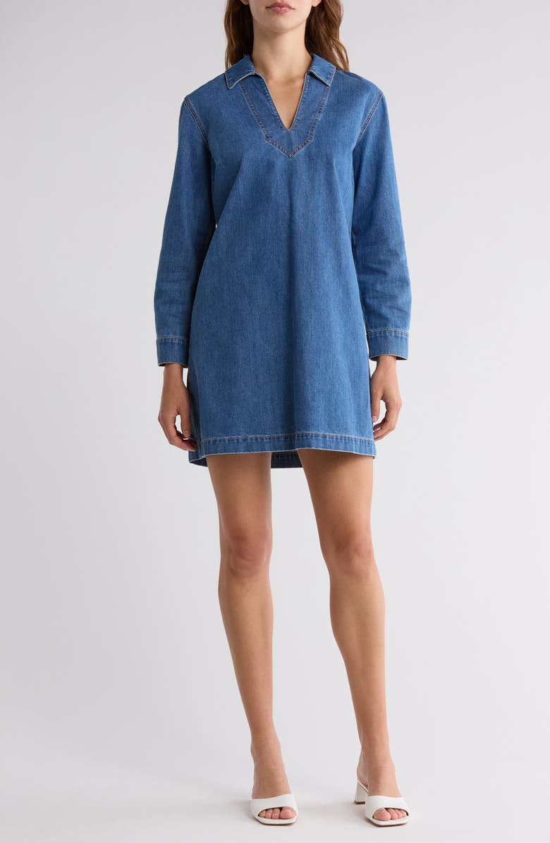 Veronica Beard Wasta Long Sleeve Denim Minidress, Main, color, 