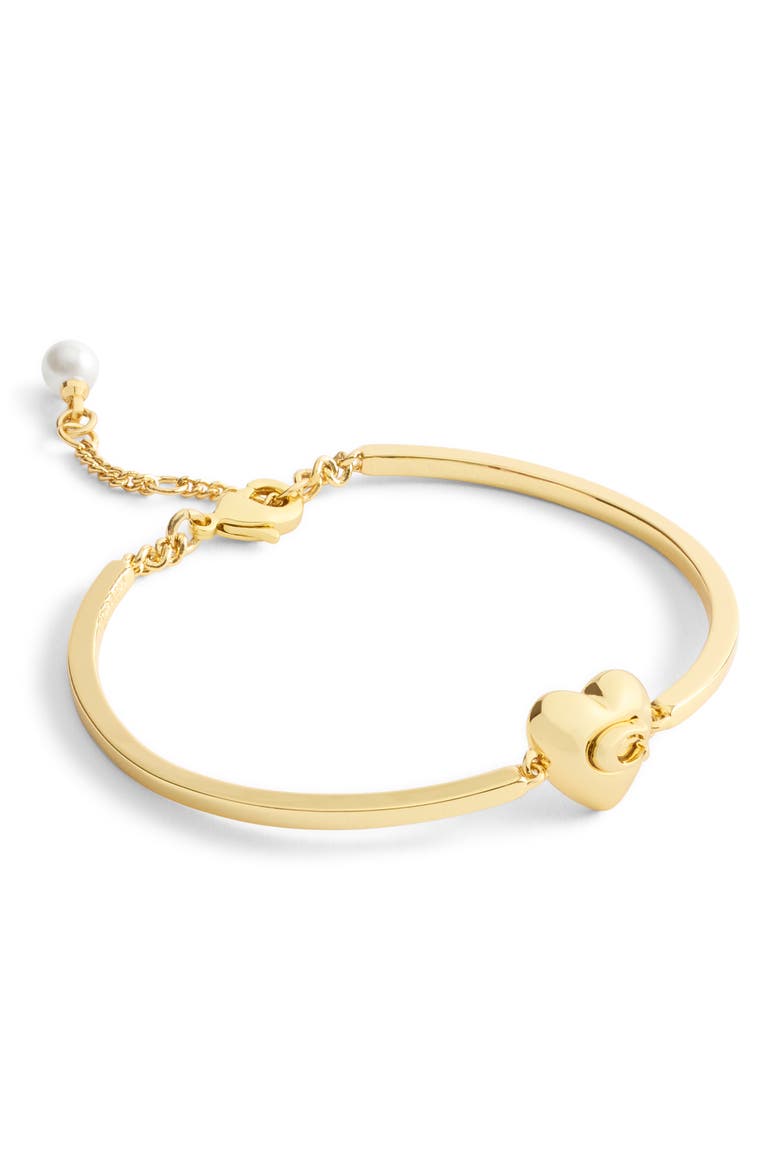 Signature C Puffy Heart Charm Bracelet, Main, color, SHINY GOLD