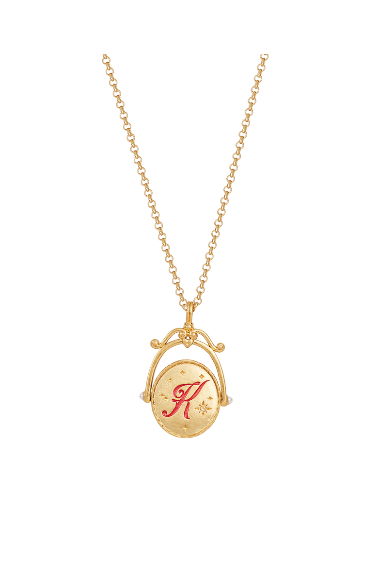 Fable England K Initial Kalmia Gold Spinner Chain Necklace, Main, color, Gold