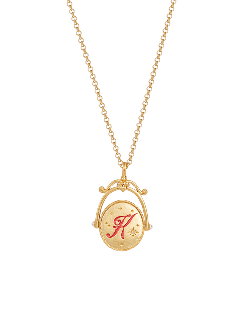 Fable England K Initial Kalmia Gold Spinner Chain Necklace