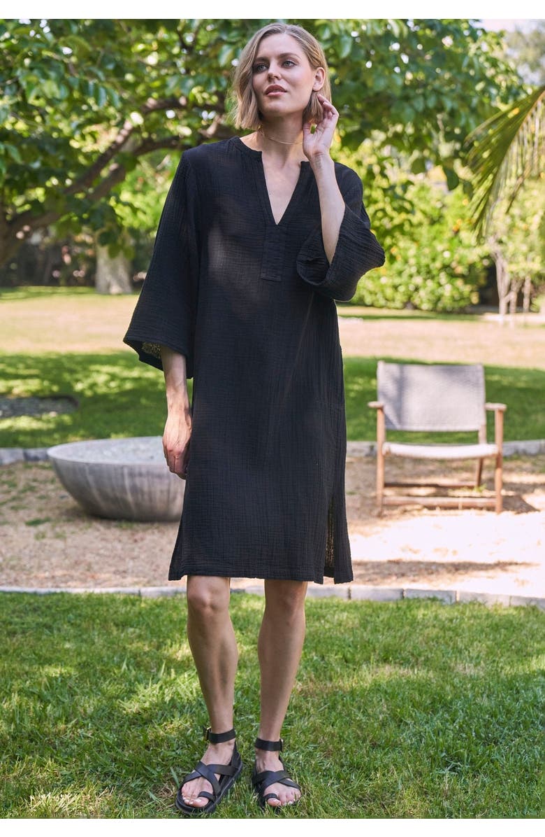 ocean+main Short Gauze Tunic Dress With Pockets, Alternate, color, 