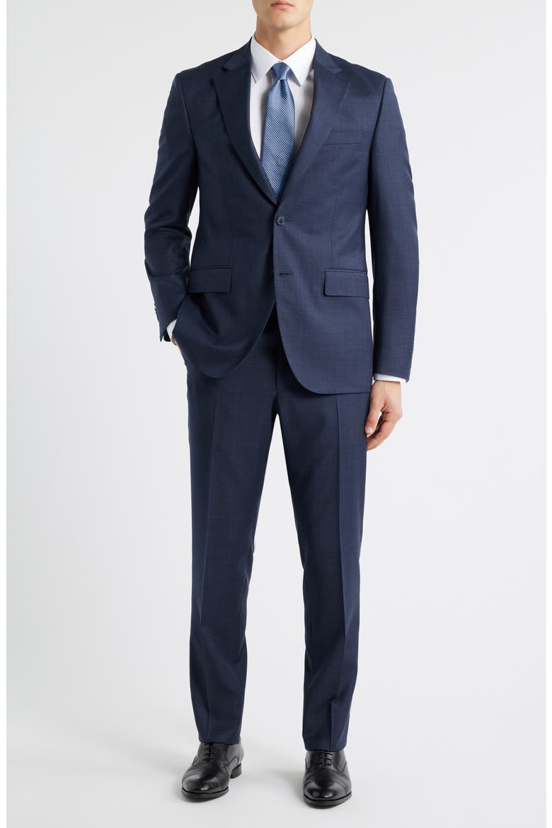 Flynn Classic Fit Plaid Wool Suit, Main, color, NAVY