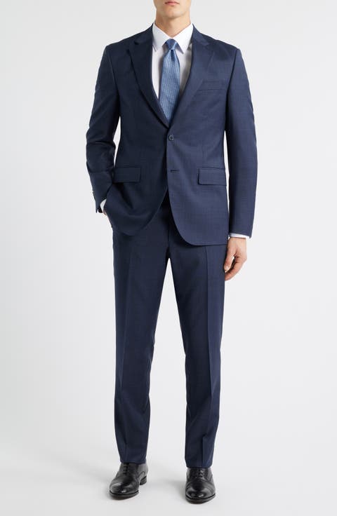 Flynn Classic Fit Plaid Wool Suit (Regular & Big)