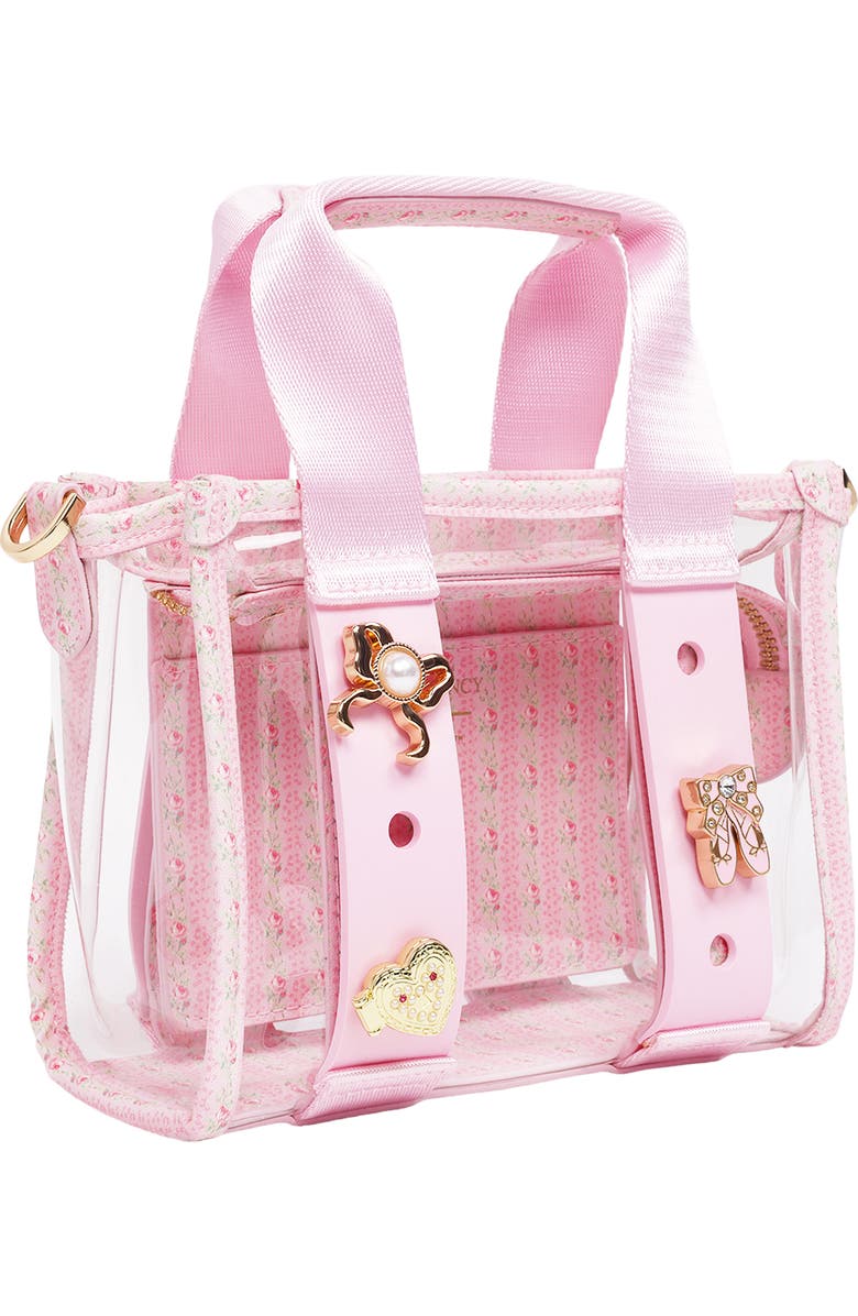 CROCS x LoveShackFancy Clear Mini Tote Crocssbody Bag With Charm details and Dust bag, Alternate, color,