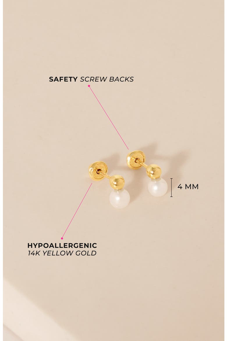 14k Simulated Pearl Drop Earrings, Alternate, color, White