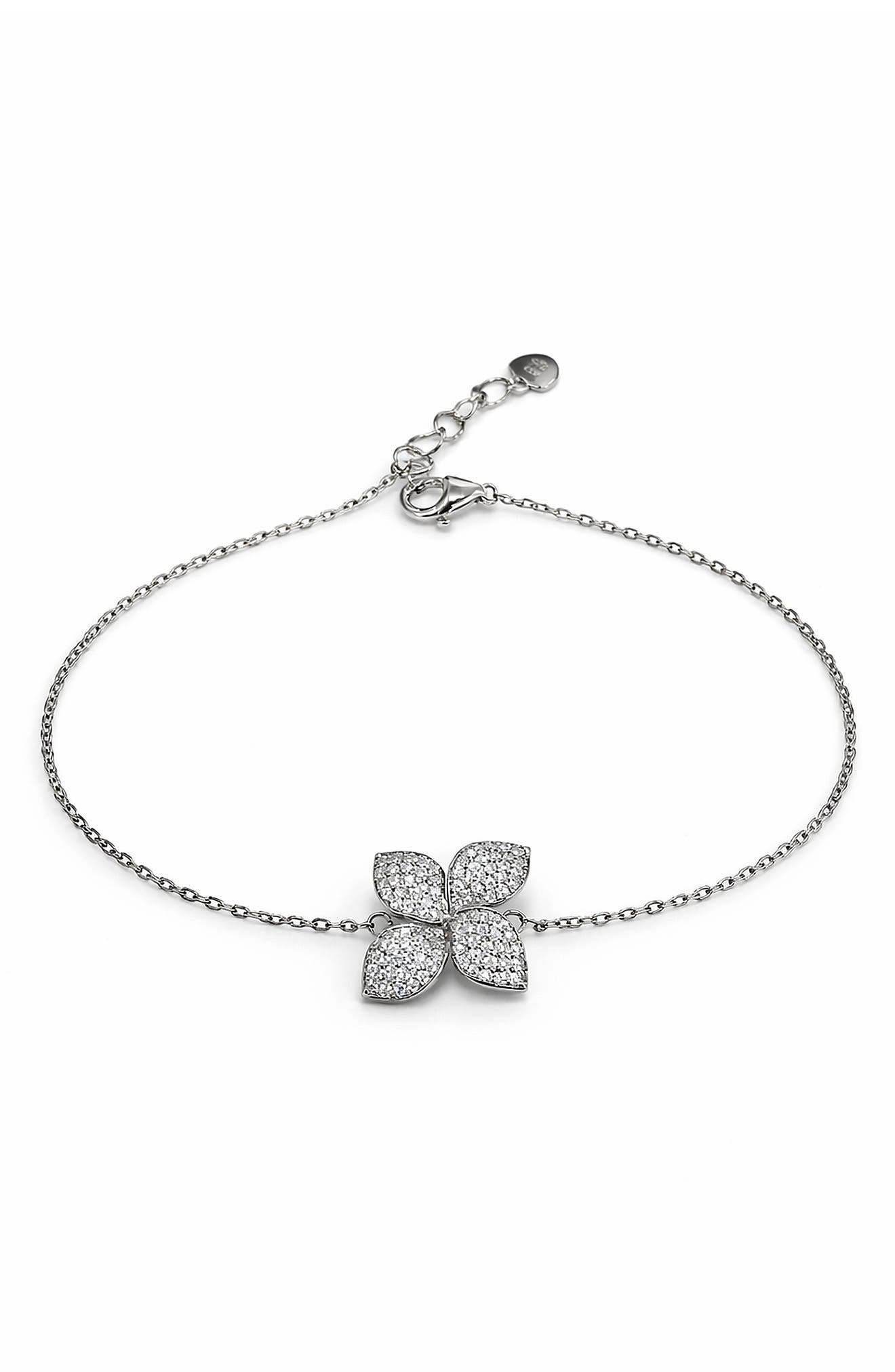 BEST SILVER Moissanite Floral Pendant Bracelet