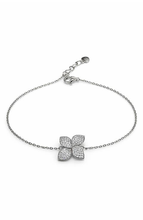 Moissanite Floral Pendant Bracelet