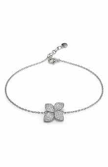 BEST SILVER Moissanite Floral Pendant Bracelet