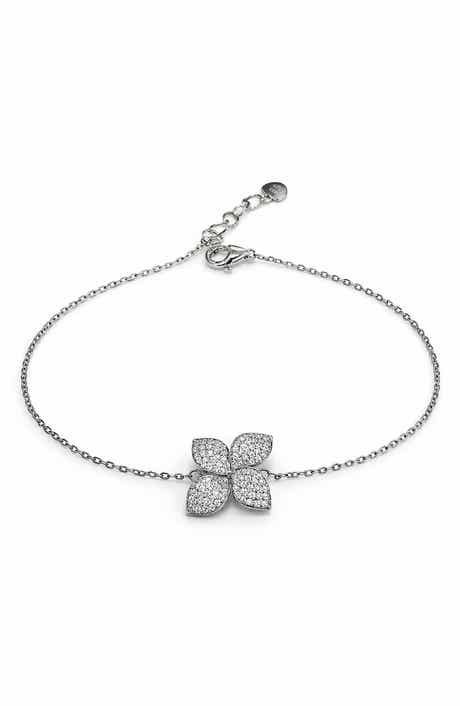 BEST SILVER Moissanite Floral Pendant Bracelet