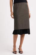Nordstrom Patterned Pleat Trim Midi Skirt