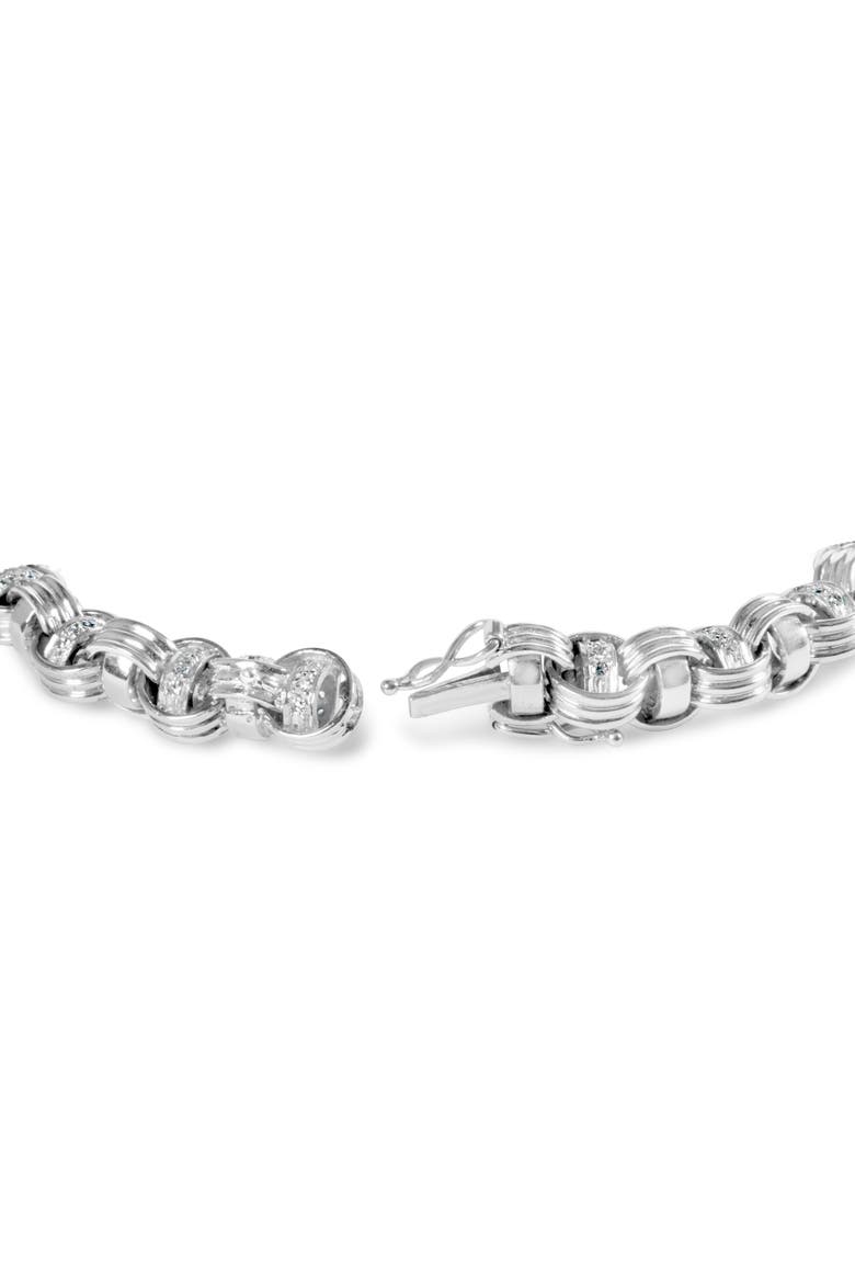 14K White Gold 1/2 Cttw Diamond Knotted Byzantine Link Bracelet, Alternate, color, White