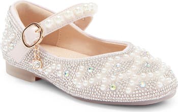 Doe A Dear Kids' Imitation Pearl & Rhinestone Embellished Flat ...
