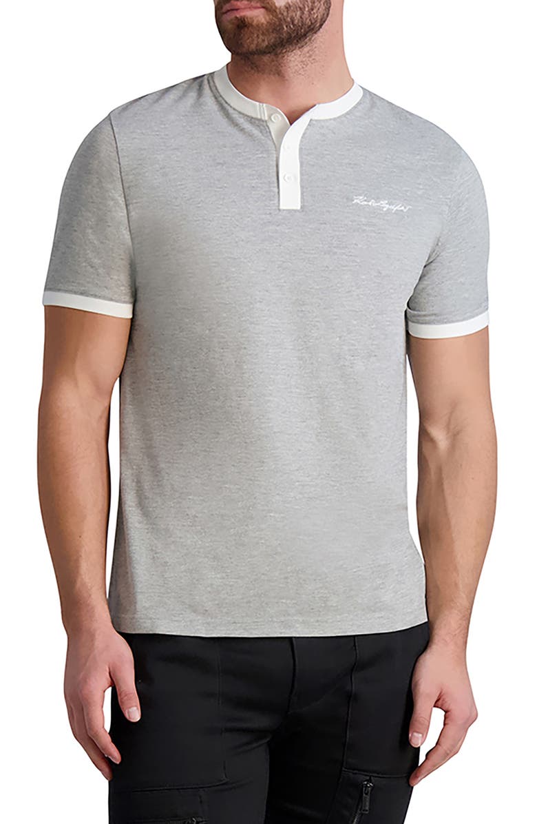 KARL LAGERFELD PARIS Piqué Logo Henley, Main, color,