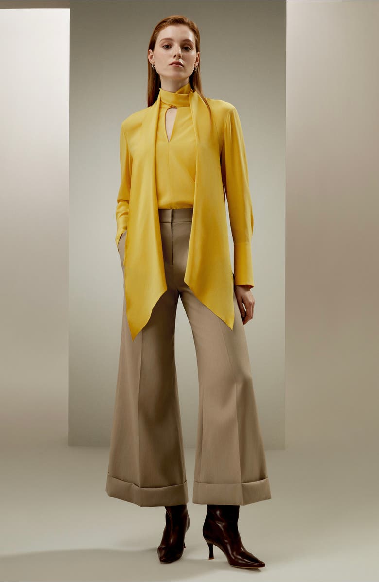 Lilysilk Flowing Draped Tie-Neck Silk Blouse, Alternate, color,