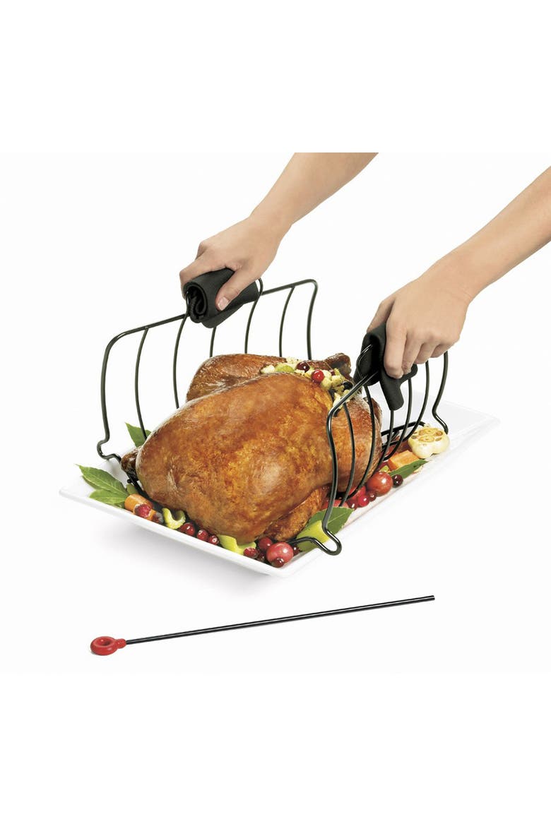 Roast & Serve Non-Stick Turkey and Poultry Roasting Rack, Alternate, color, Black