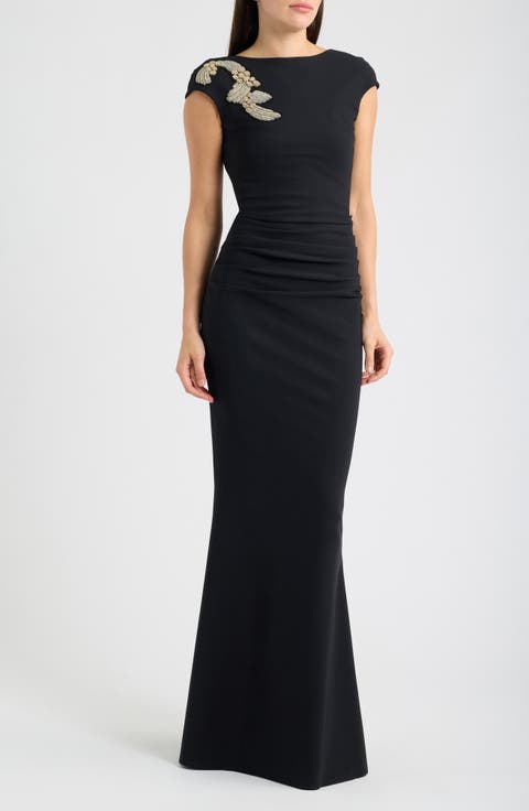 Hesupus Crystal Embellished Ruched Gown