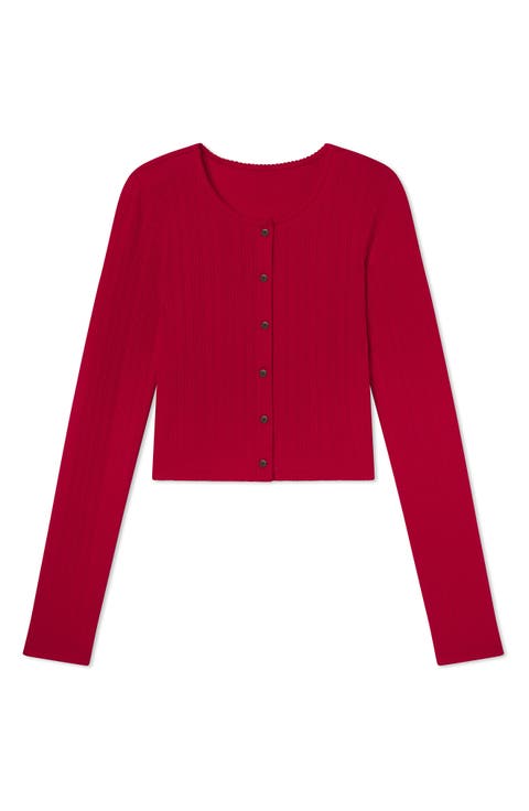 Short Sleeve Pointelle Cardigan