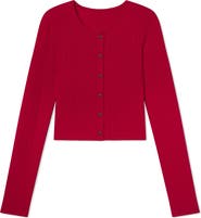 Lunya Short Sleeve Pointelle Cardigan