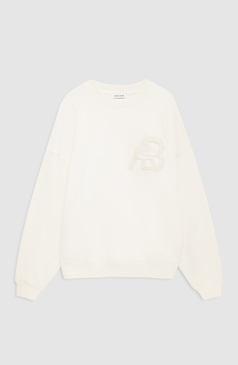 ANINE BING Miles Letterman Sweatshirt, Alternate, color, Cream