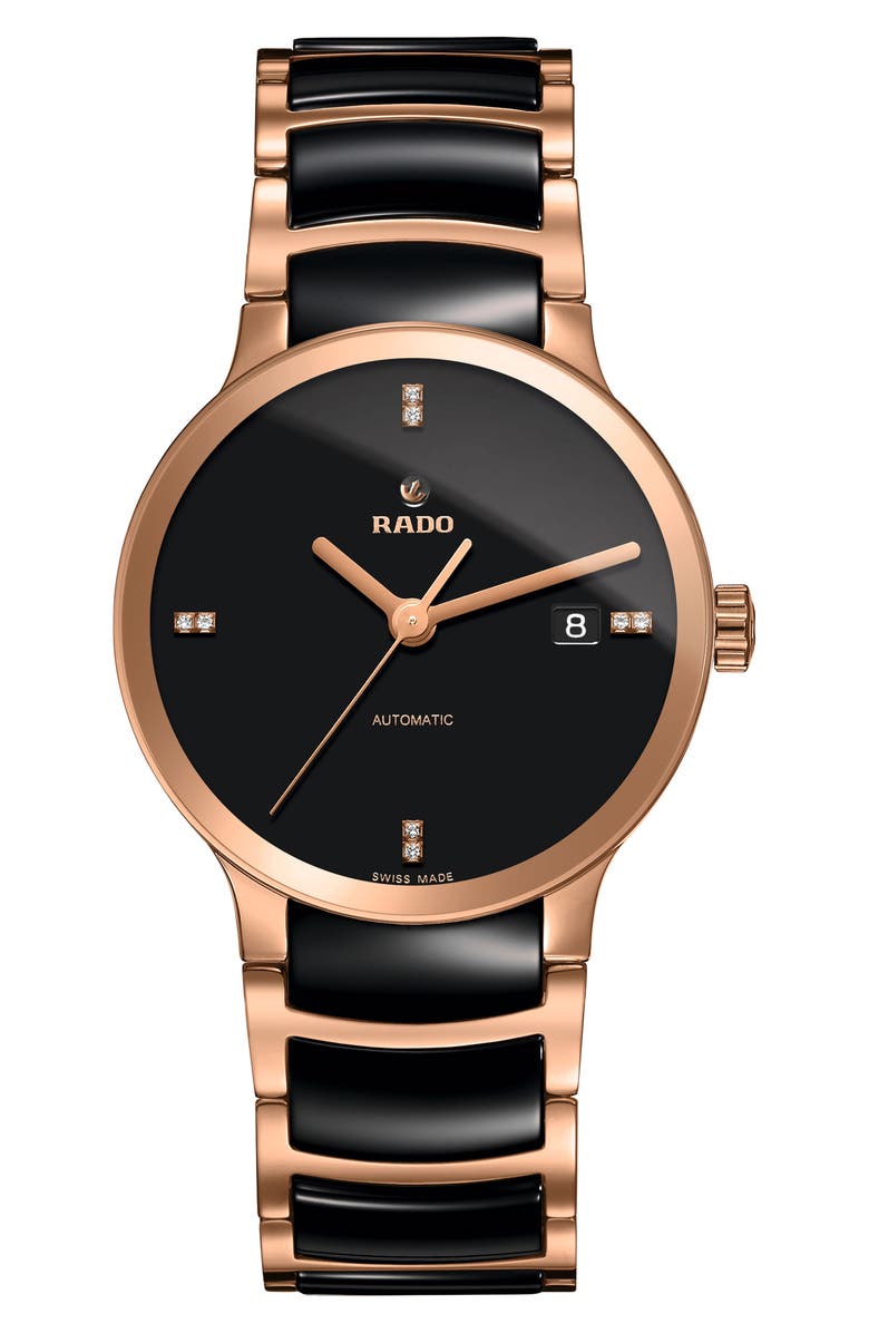 RADO Centrix Automatic Diamond Ceramic Bracelet Watch, 38mm, Main, color, 