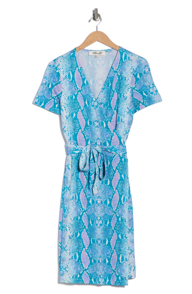 DVF New Julian Wrap Short Sleeve Dress, Alternate, color, Python
