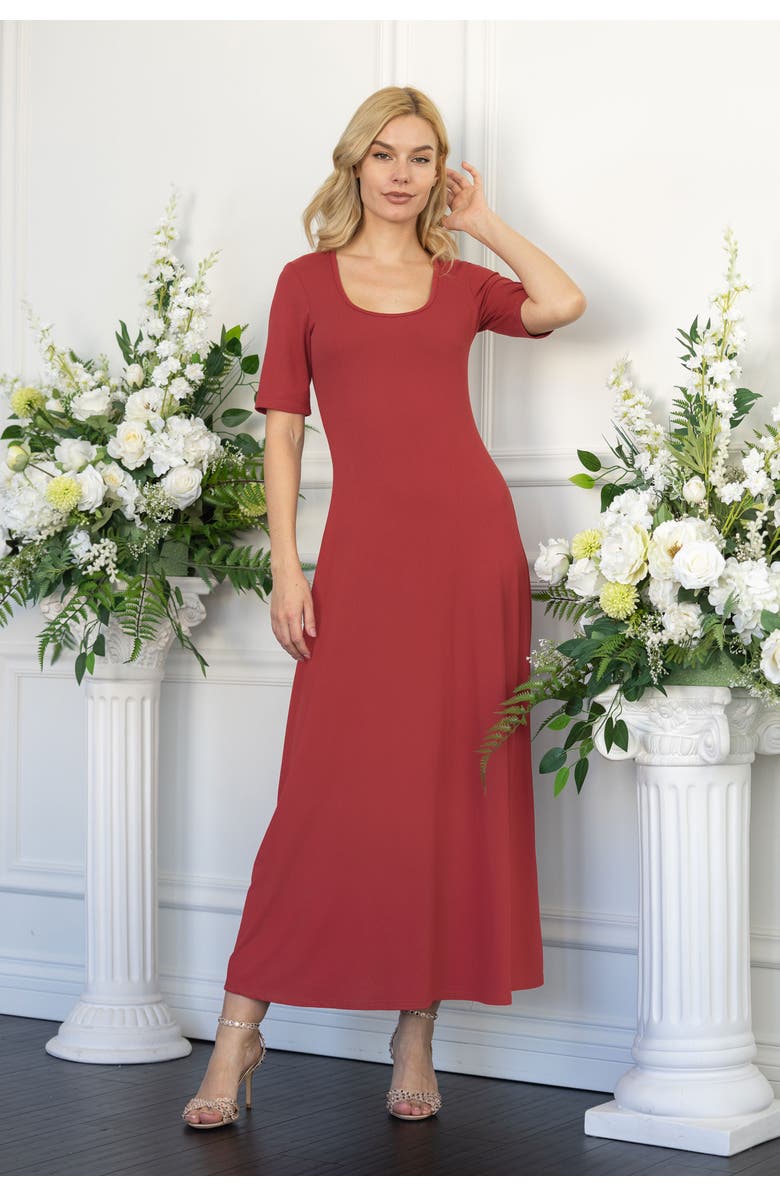 24seven Comfort Apparel Womens Casual Maxi Dress With Sleeves, Alternate, color, Black