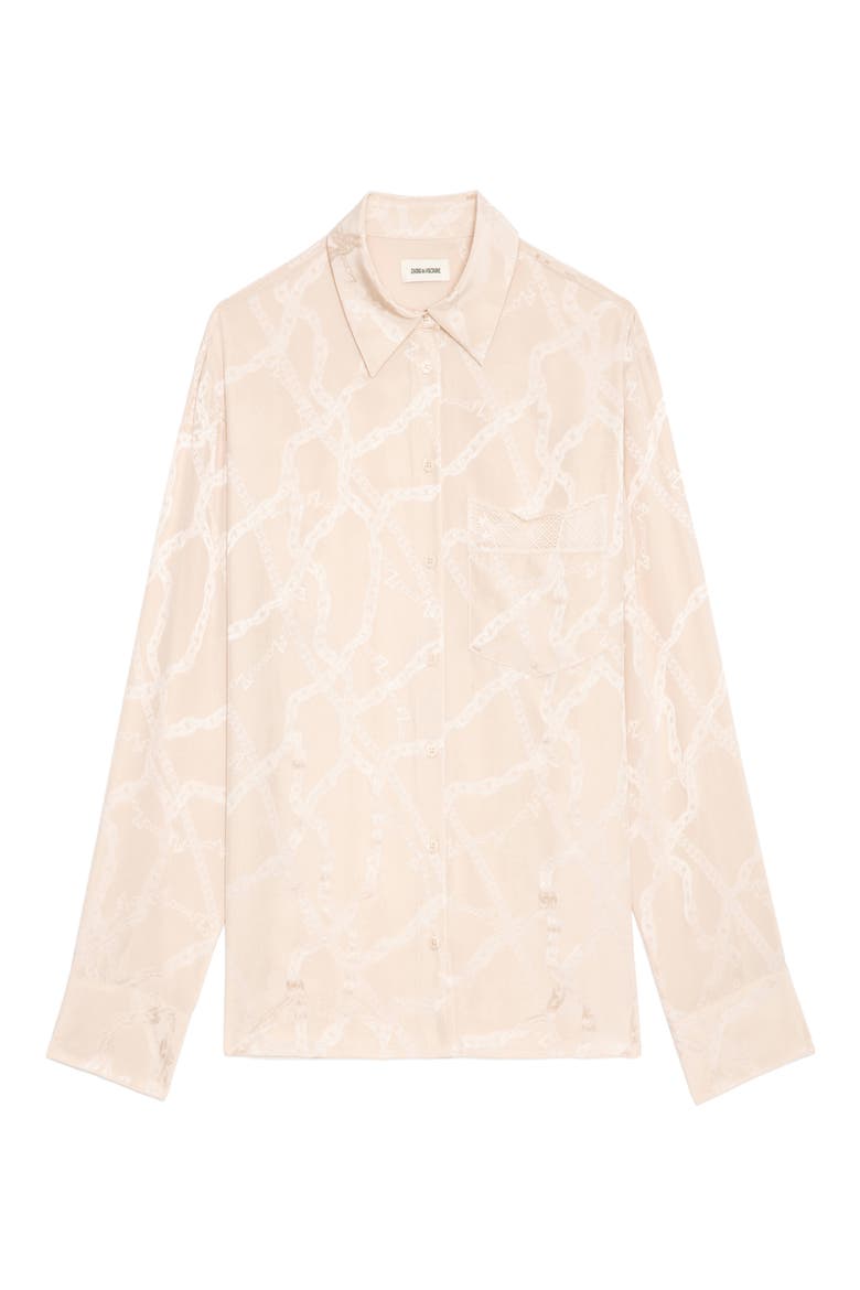 Morning Chain Jacquard Silk Button-Up Shirt, Alternate, color, SWEET