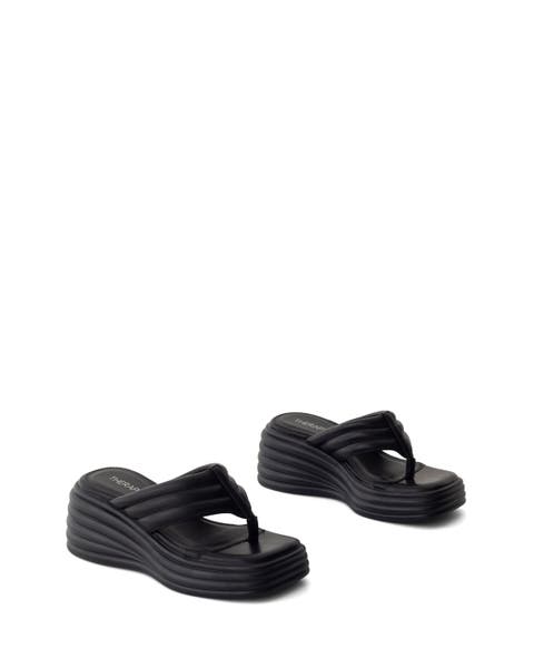 FLAMES Square Toe Wide Wedge Sandal