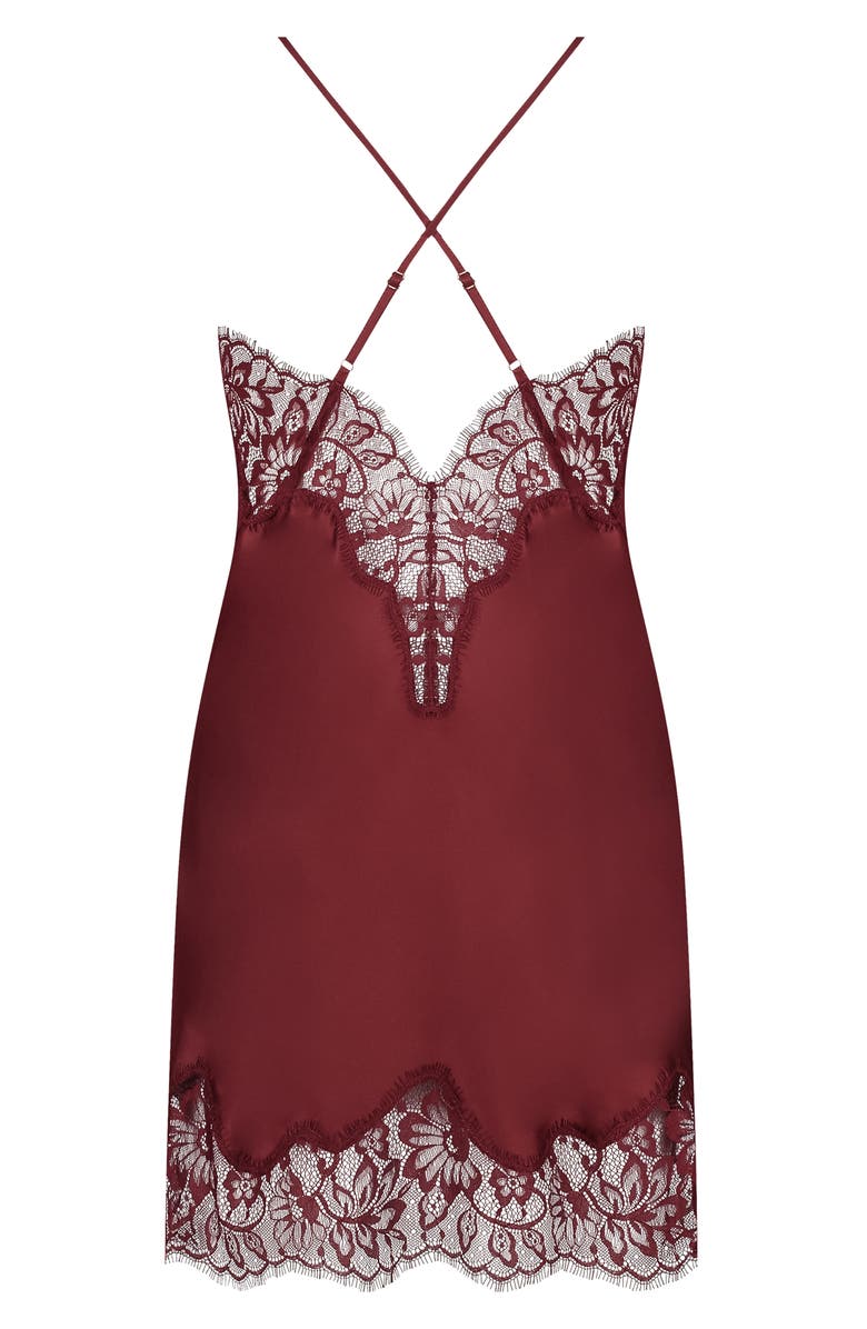 Hunkemöller Valerie Lace Trim Satin Chemise, Alternate, color, 