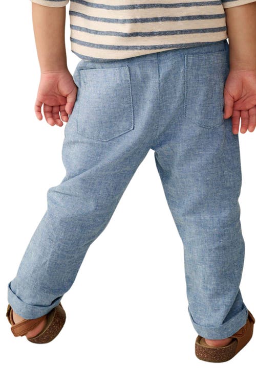 Next Kids' Linen & Cotton Chambray Drawstring Pants In Blue