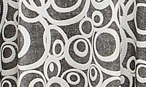 Nina Leonard Puff Print Sleeveless Trapeze Dress In Grey/white