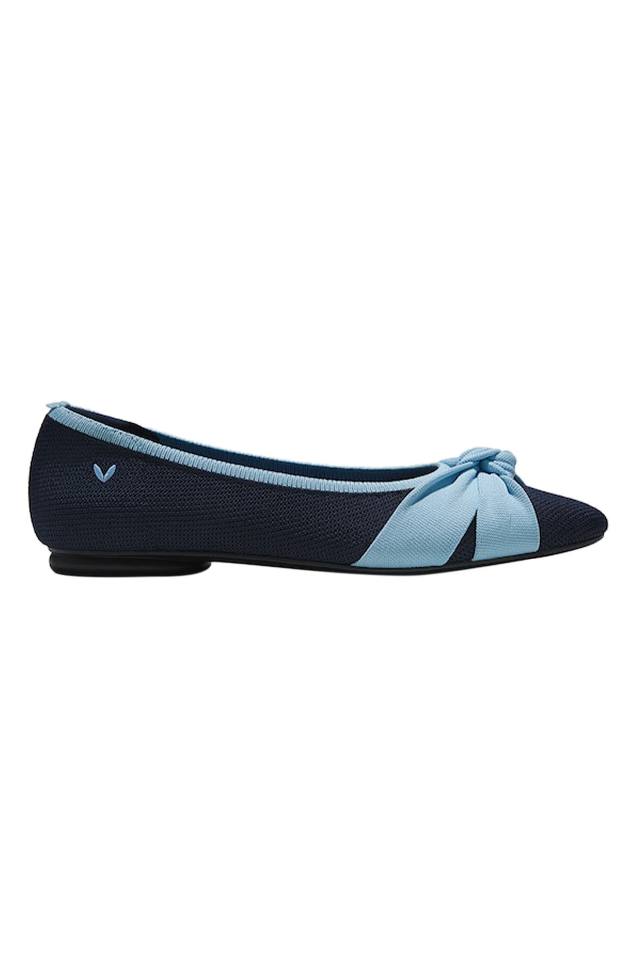 VIVAIA Almond-Toe Knotted Flats, Alternate, color, Navy Ice Blue