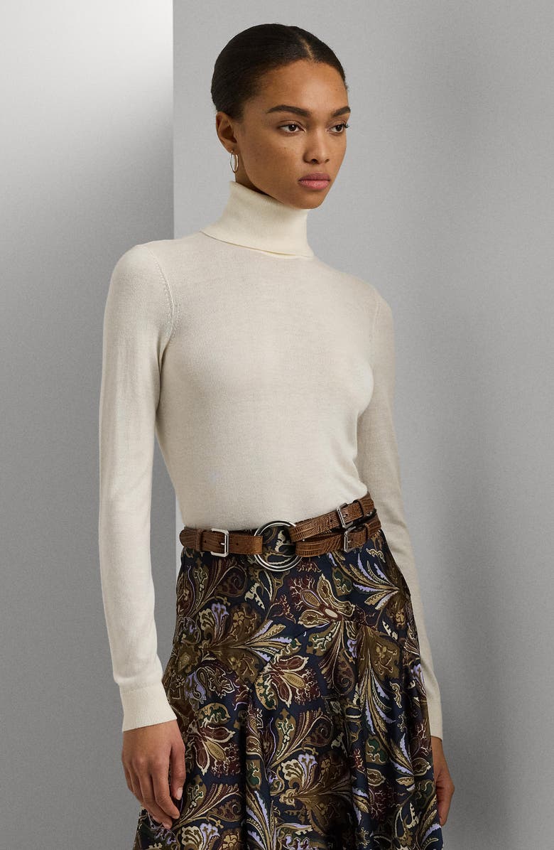 Lauren Ralph Lauren Ribbed Turtleneck Sweater, Alternate, color, Mascarpone Cream