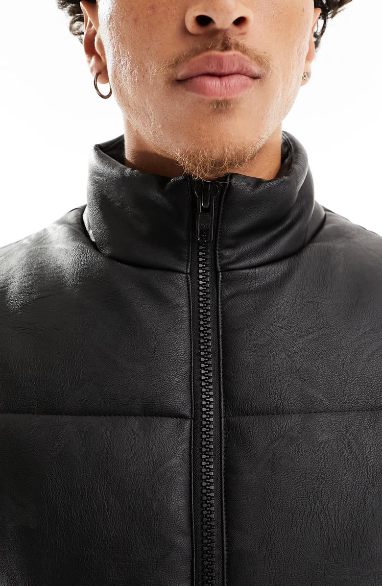 ASOS DESIGN Faux Leather Puffer Vest, Alternate, color, 