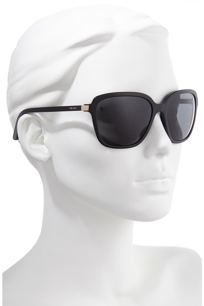 Pillow 58mm Square Sunglasses, Alternate, color, BLACK