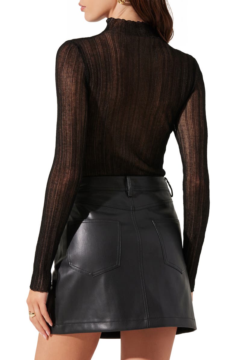 ASTR the Label Metallic Contrast Funnel Neck Sweater, Alternate, color, 