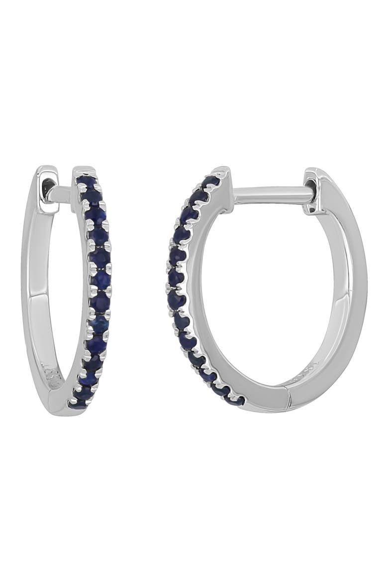 El Mar Sapphire Huggie Hoop Earrings, Main, color, 18K WHITE GOLD/ SAPPHIRE