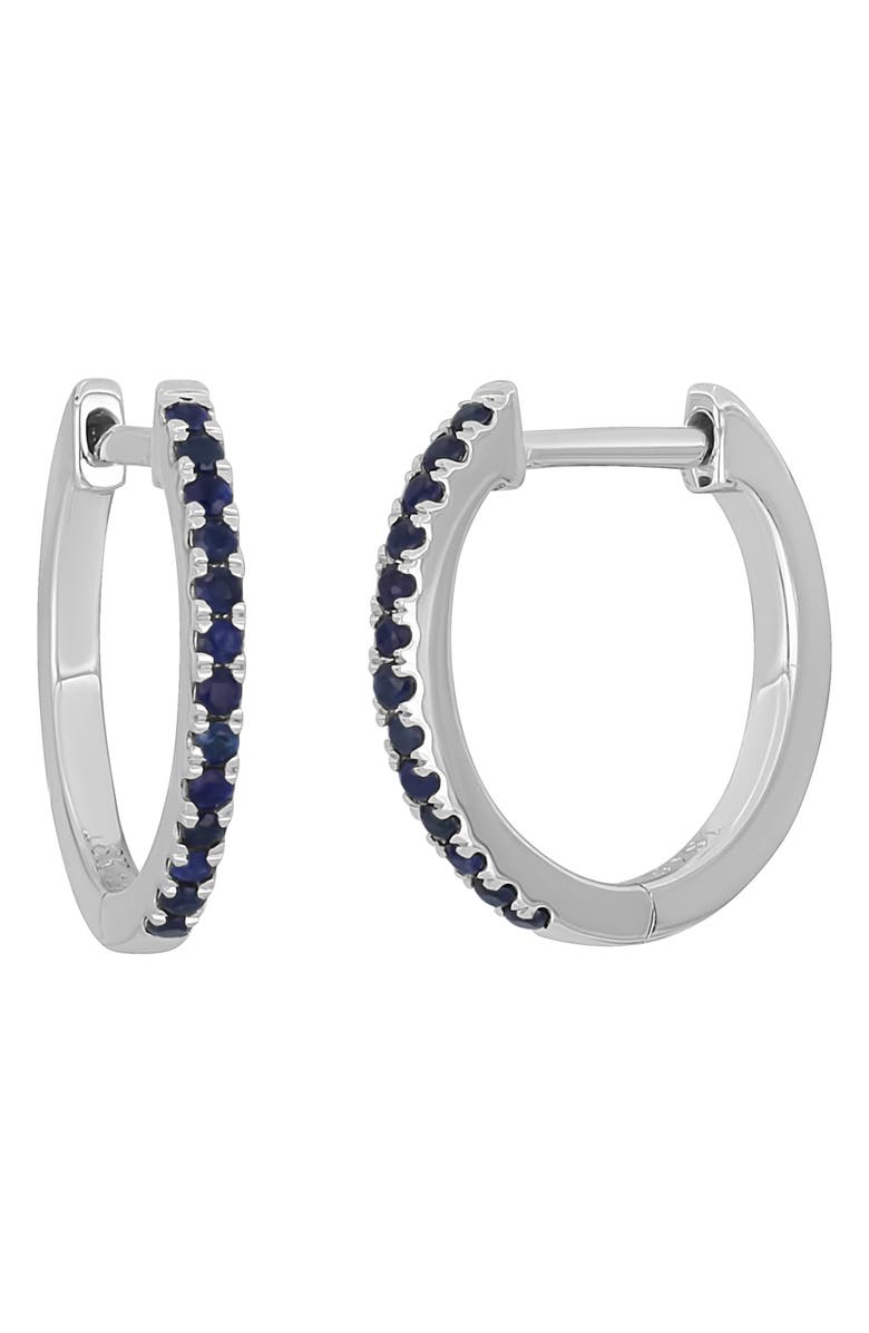 Bony Levy El Mar Sapphire Huggie Hoop Earrings, Main, color, 18K White Gold/ Sapphire