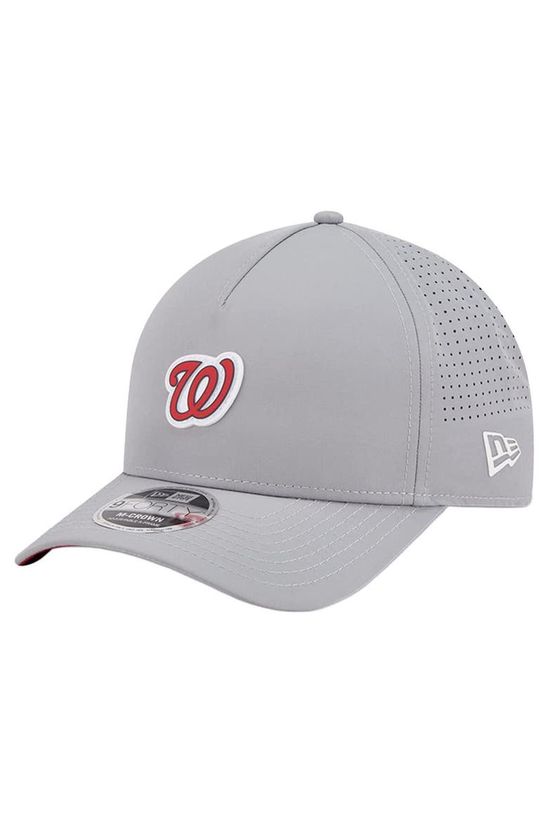 Men's New Era  Gray Washington Nationals Micro Logo 9FORTY M-Crown A-Frame Adjustable Hat, Main, color, Gray