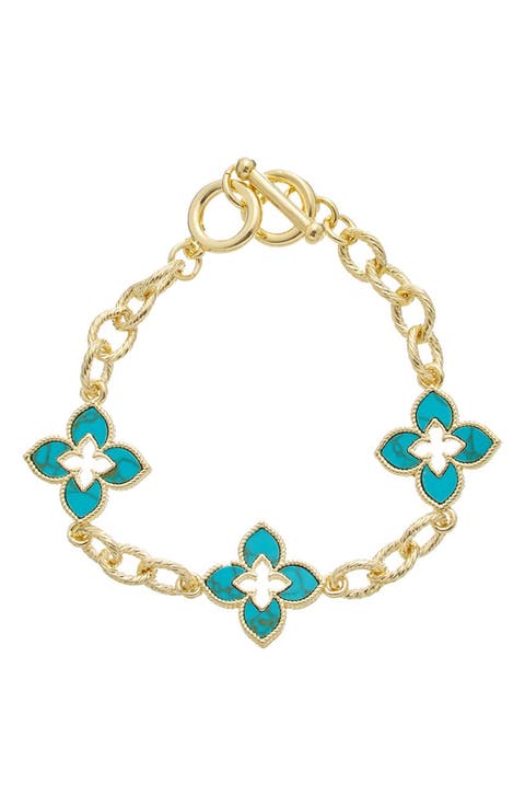 Mother of Pearl Quatrefoil Link Bracelet