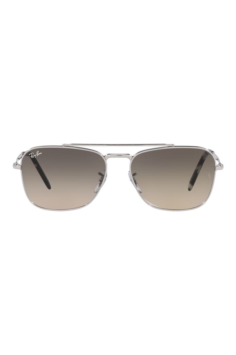 New Caravan 58mm Gradient Square Sunglasses, Main, color, SILVER / CLEAR GRADIENT GREY