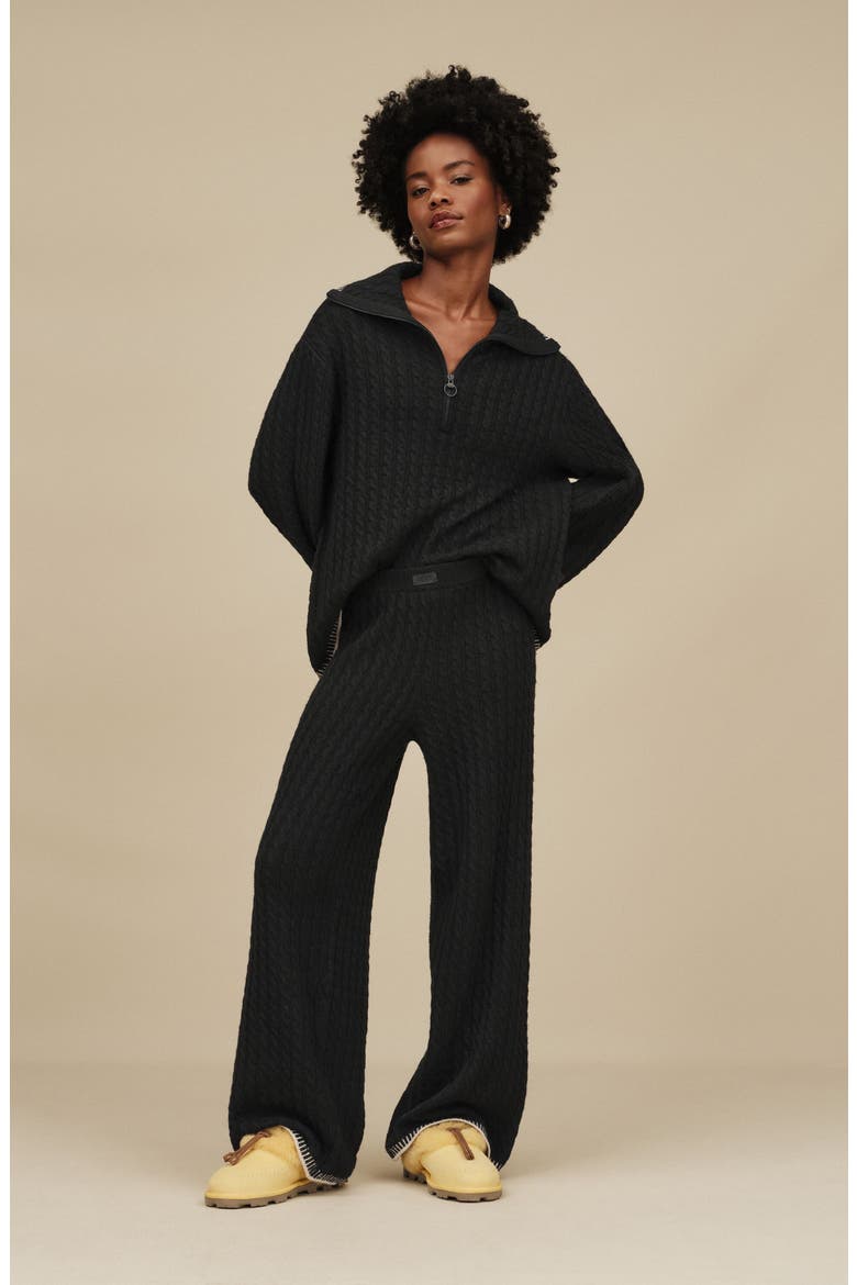 Rylynn Quarter Zip Cable Knit Sweater, Alternate, color, BLACK