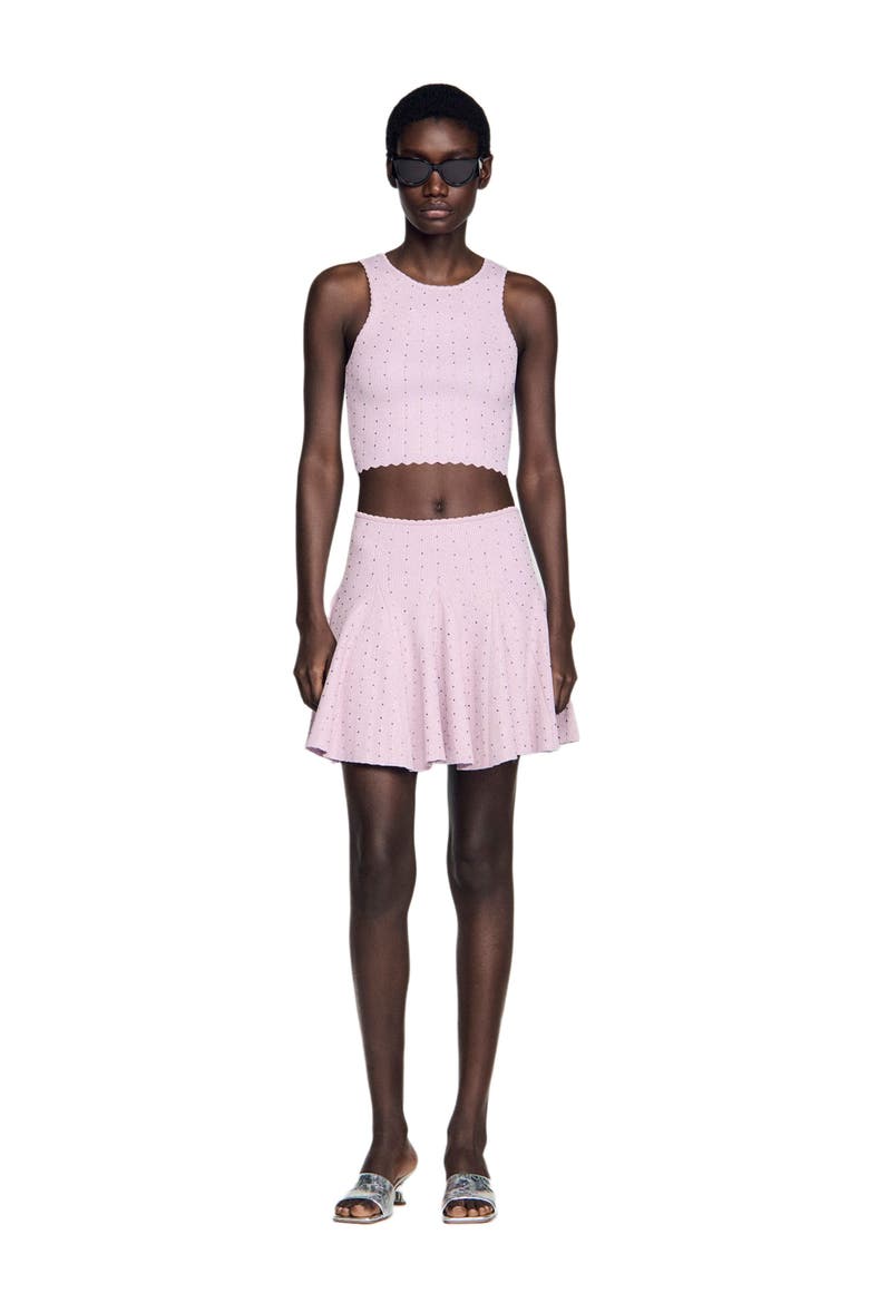 Rhinestone knit crop top, Alternate, color, Mauve