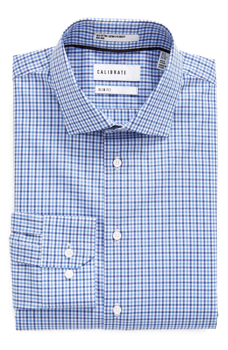 Calibrate Trim Fit Non-Iron Check Dress Shirt, Main, color,